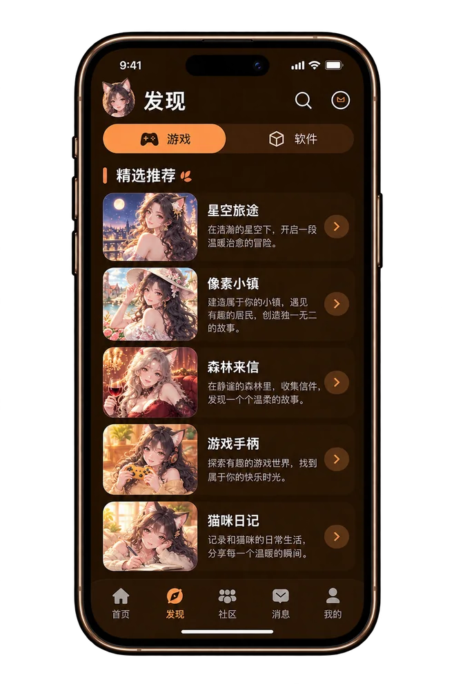 喵盒社区应用界面设计示意